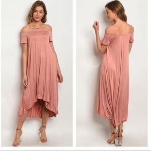 HOT SALES ❗️Mauve Off the Shoulder high low dress